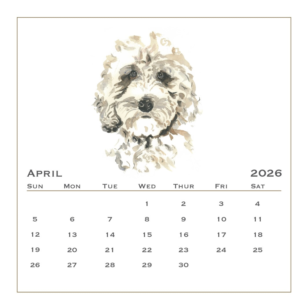 2026 Calendar 7x7  Dogs