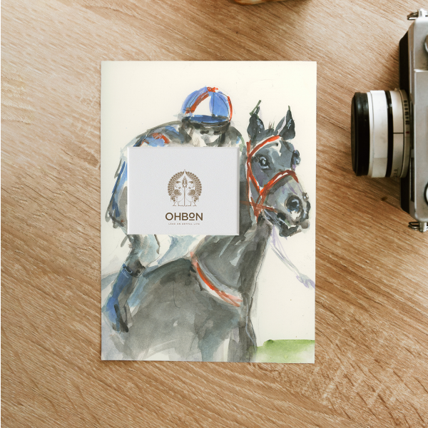 Grey Horse with Jockey Riding Print