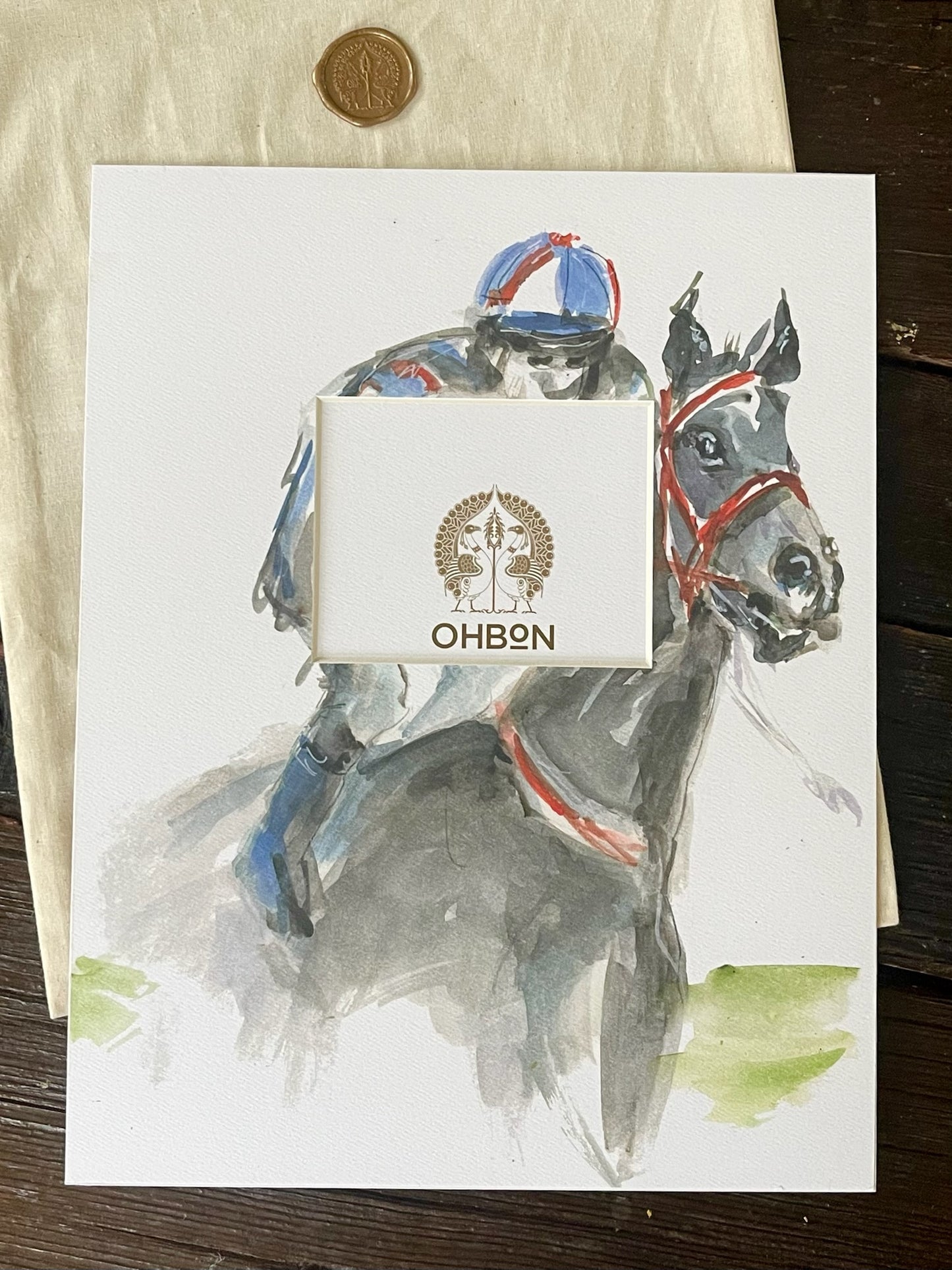 Grey Horse with Jockey Riding Print