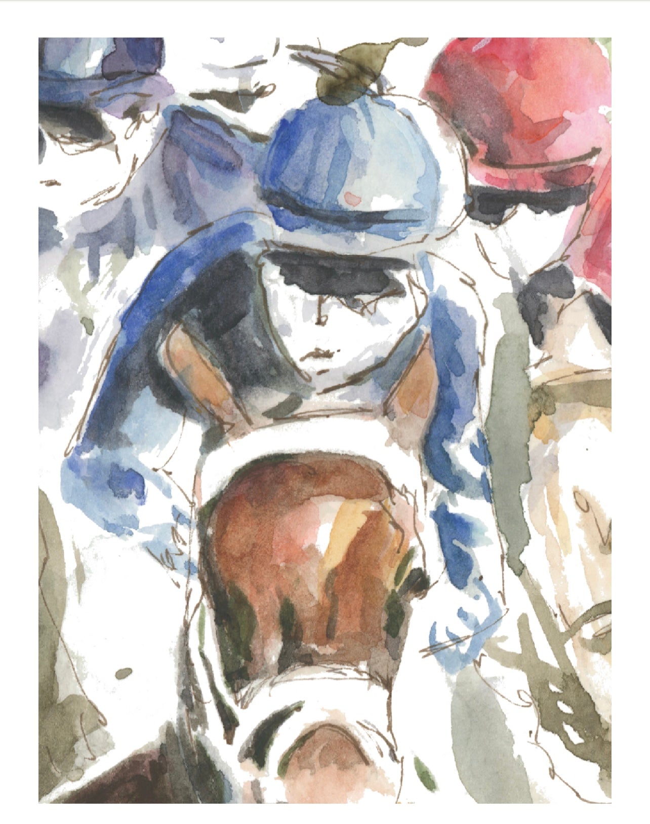 Trio of Racing Horses Icons Matted Prints