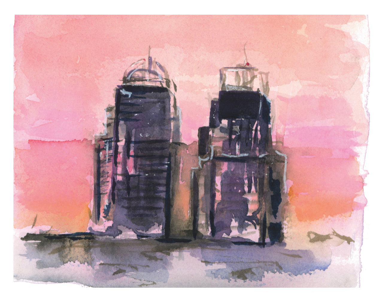 King and Queen Buildings Atlanta - Matted Print